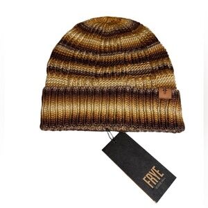 Frye Space Dye Knit Brown Cuff Winter Beanie NWT